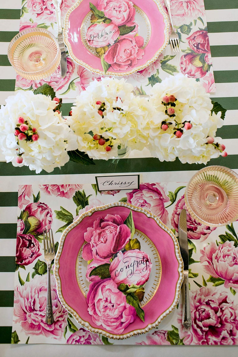 Hester & Cook Disposable Paper Placemats for Dining Table - Peonies Flower Square Place Mats for Parties - 18 Sheets Per Pad American Made - Image 3